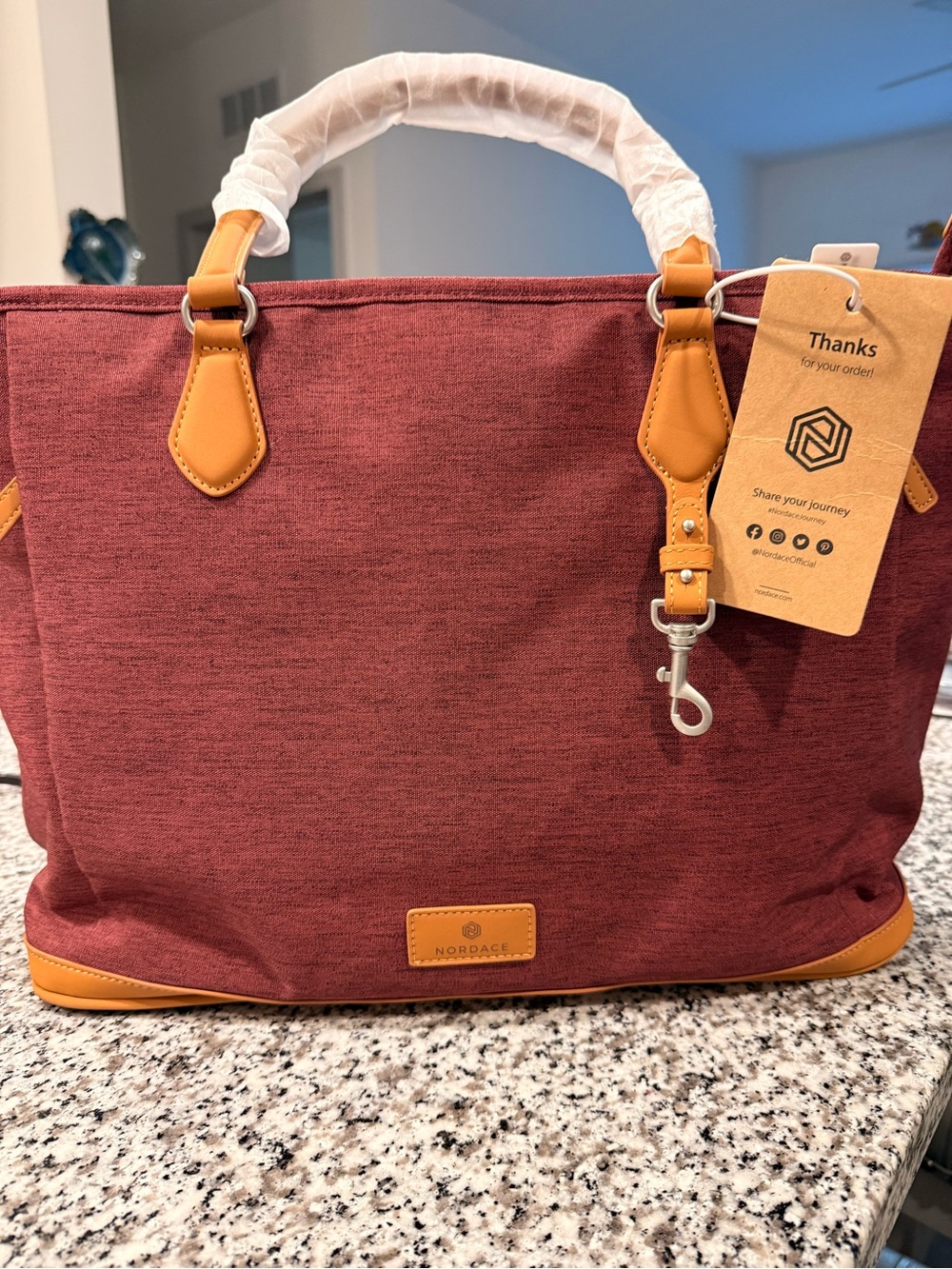 NEW Nordace sienna Women's Travel Tote in Burgundy with Tan Accents